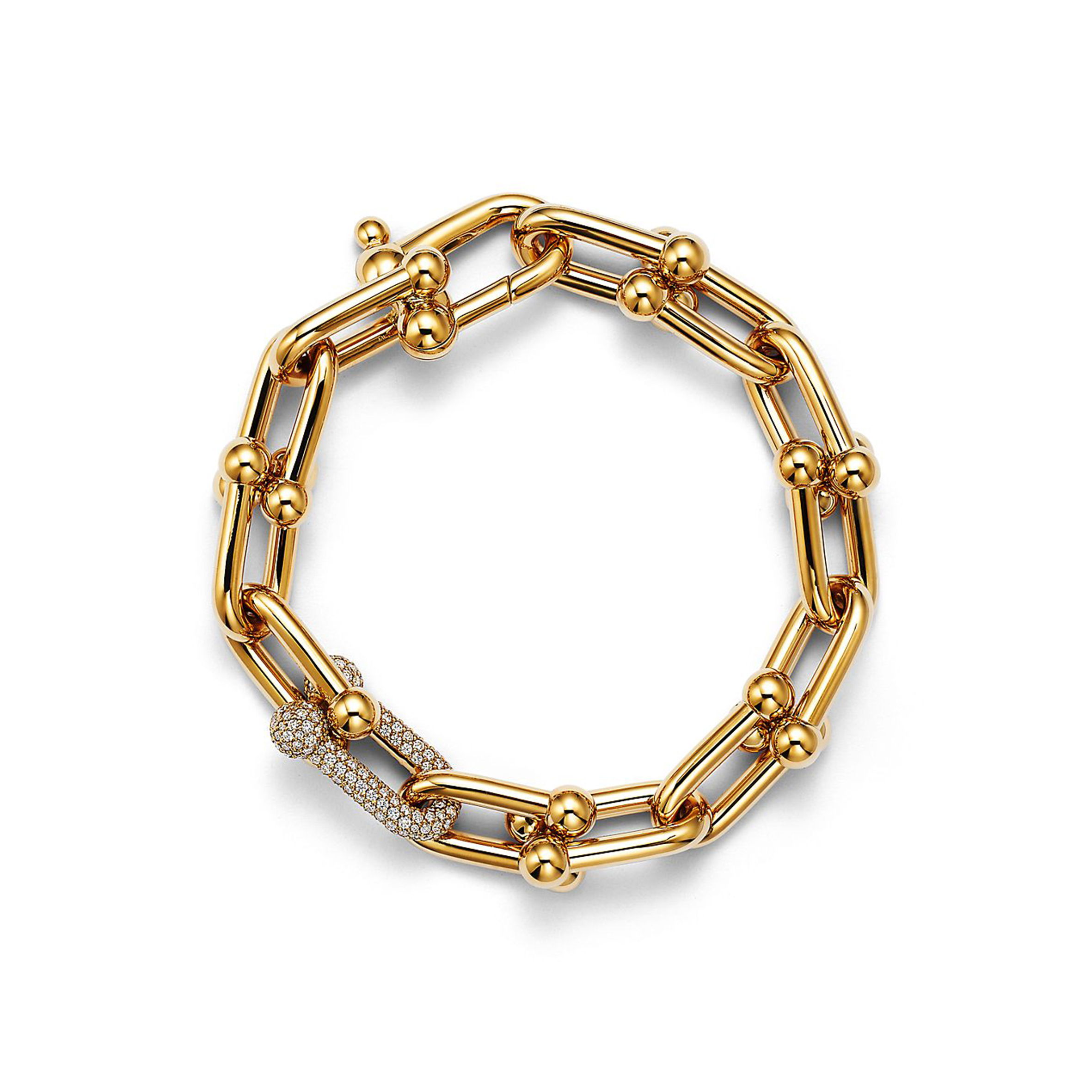 T*f*ny large link bracelet in yellow gold with diamonds